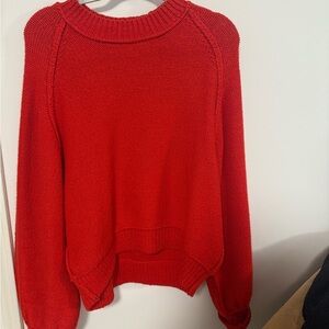 Free People Scarlet Red Cowl Neck Sweater